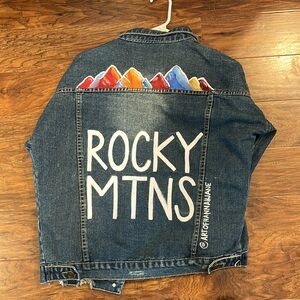 Hand painted ROCKY MTNS denim jacket